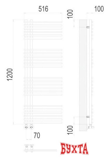 Полотенцесушитель TERMINUS Астра П24 70x1200 нп (хром) 2