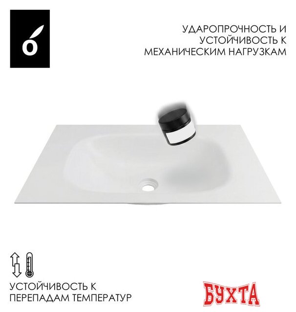 Умывальник Oliveeka Flow F90W (белый) 4