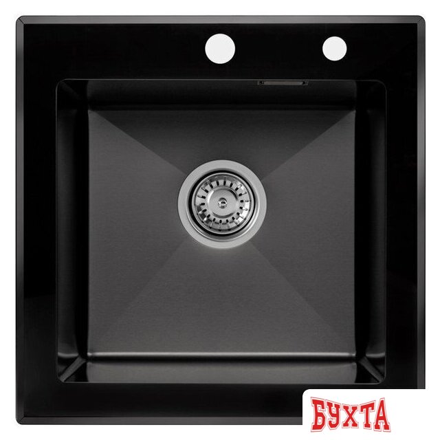 Кухонная мойка ARFEKA ECO AR 500*500 GS BLACK GLASS + BLACK PVD NANO 1