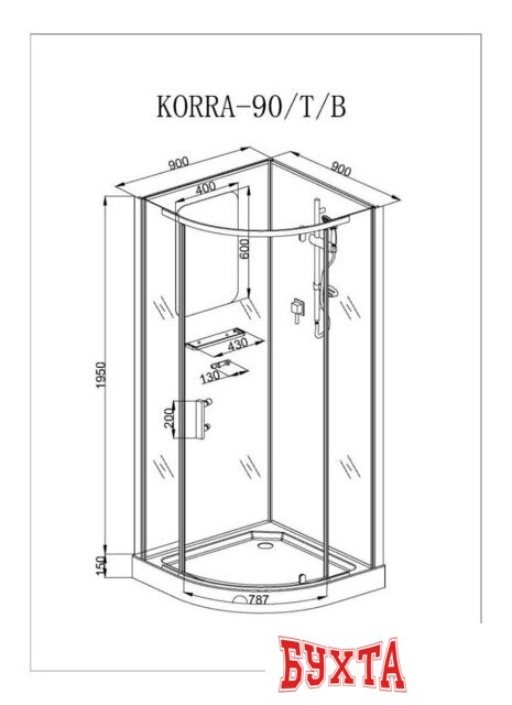 Душевая кабина Cerutti Spa KORRA90B 90x90 2