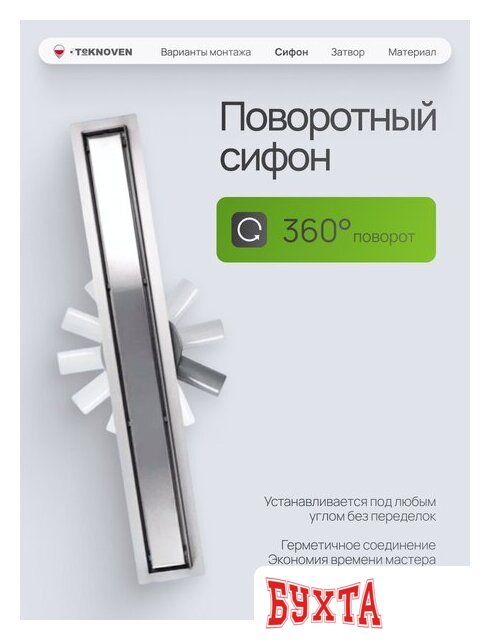Душевой трап Teknoven TN7D100CH 1000x70 (хром) 3