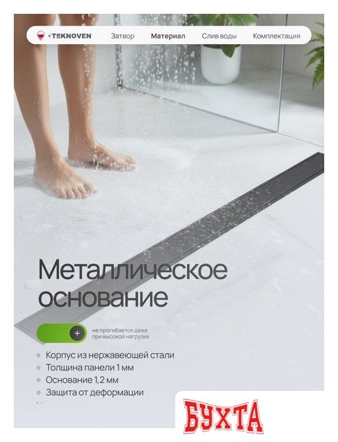 Душевой трап Teknoven TN7D60CZ 600x70 (черный) 5