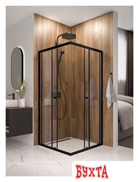 Душевой уголок Domani-Spa Shape 2 99 DS04Sp99(2)L0Cl00.Gt-Black (графит/прозрачное стекло) 2