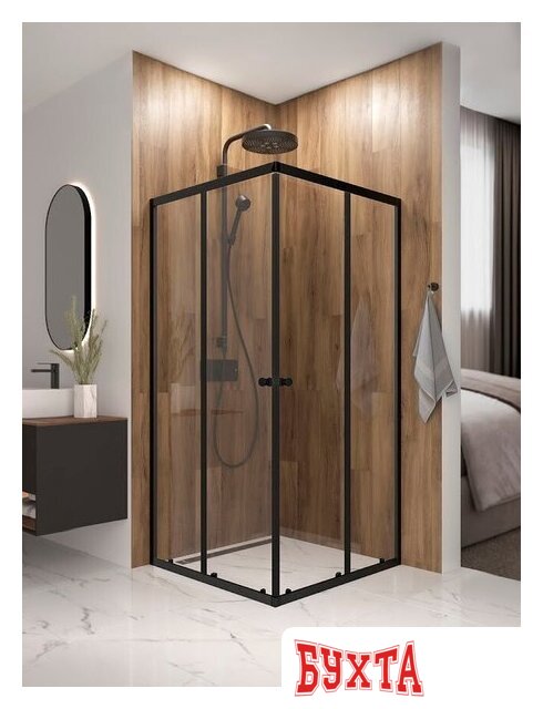 Душевой уголок Domani-Spa Shape 2 99 DS04Sp99(2)L0Cl00.Gt-Black (графит/прозрачное стекло) 3