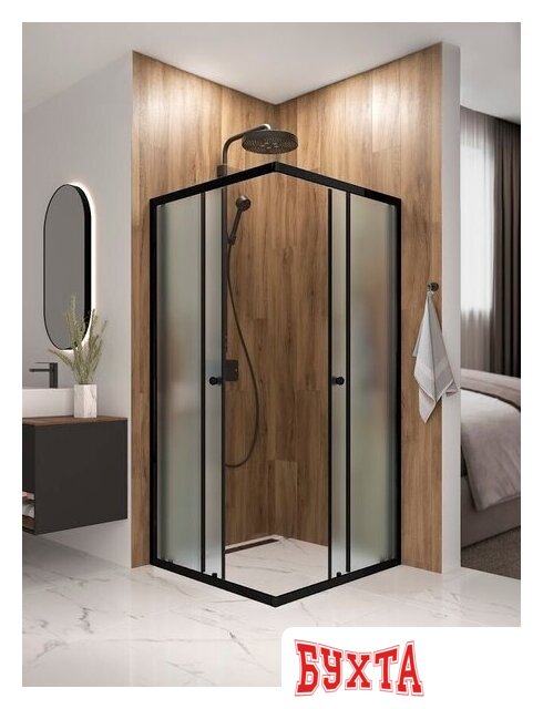 Душевой уголок Domani-Spa Shape 2 99 DS04Sp99(2)L0M00.Gt-Black (графит/сатин-матированное стекло) 2