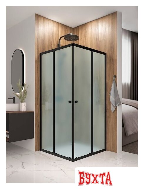 Душевой уголок Domani-Spa Shape 2 99 DS04Sp99(2)L0M00.Gt-Black (графит/сатин-матированное стекло) 3