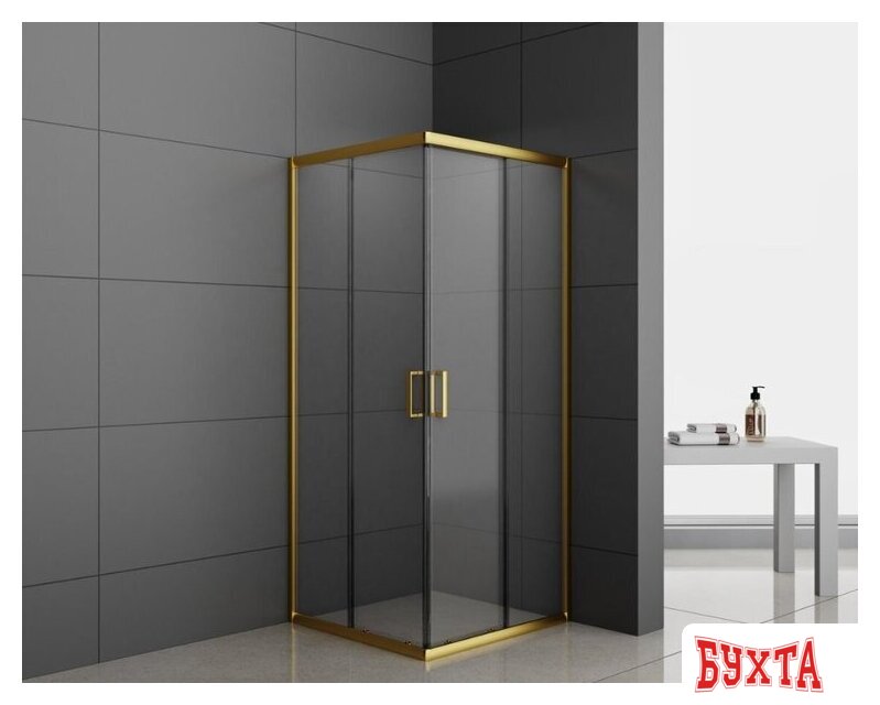 Душевой уголок Oda BG98037 (брошированное золото/прозрачное стекло) 3