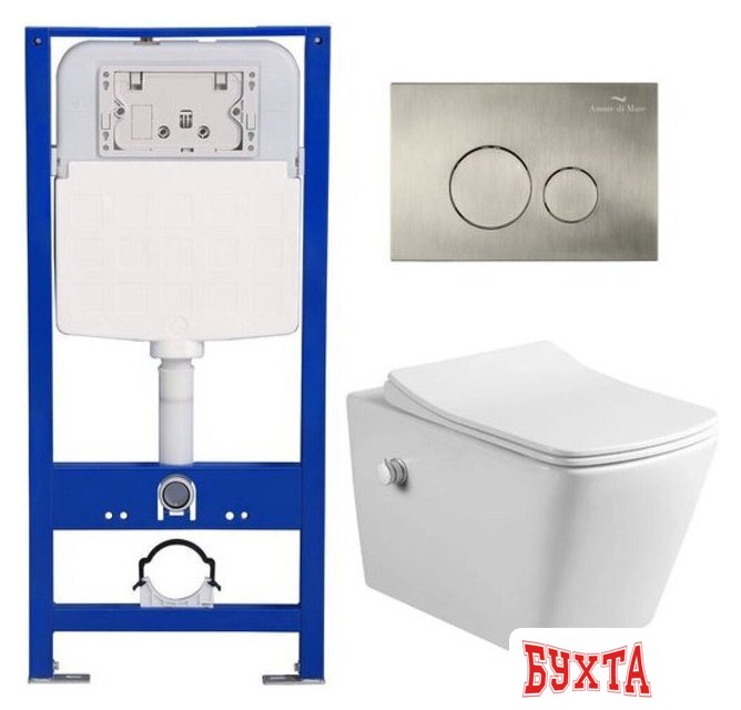Унитаз подвесной Amore di Mare Garda Bidet P310X + QuickFit 50114 + кнопка 303BN 1