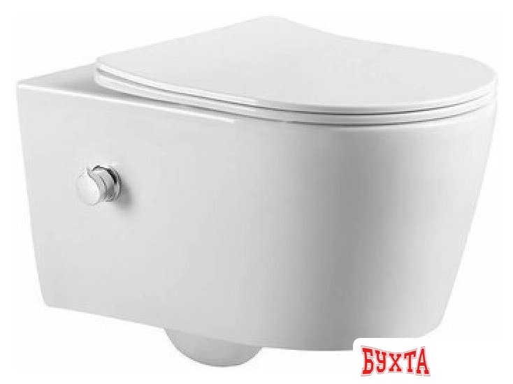 Унитаз подвесной Amore di Mare Temo Bidet P322X + QuickFit 50114 + кнопка 404CH 5