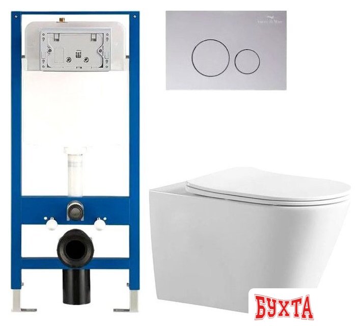 Унитаз подвесной Amore di Mare Elsa Tornado P312-T + QuickFit 50114 + кнопка 303CH 1