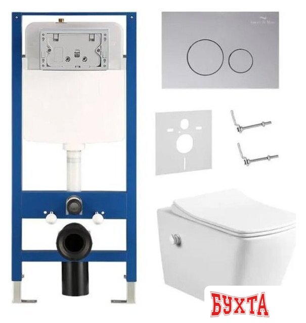 Унитаз подвесной Amore di Mare Garda Bidet P310X + QuickFit 50114 + кнопка 303CH