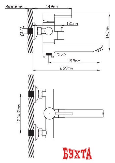 Смеситель Diadonna Д234-22S 2