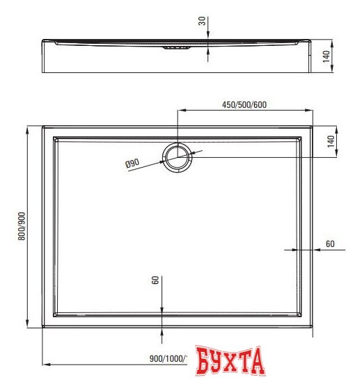 Душевой поддон Deante Jasmin Plus KTJ 046B 100x80 5