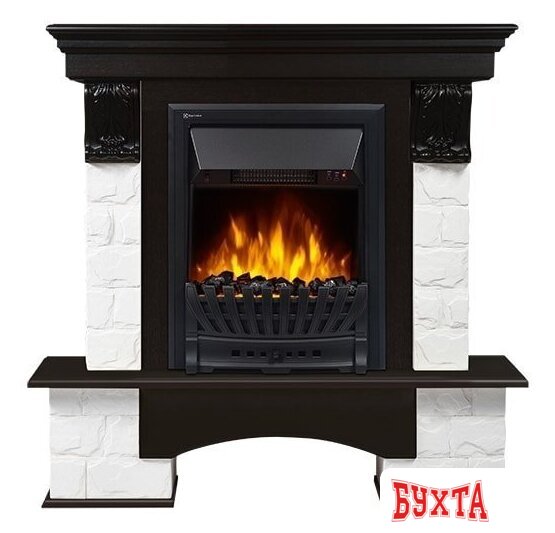 Портал Firelight Forte Classic (камень белый/шпон темный дуб) 1