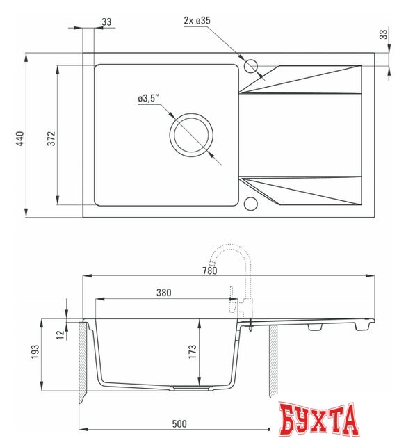 Кухонная мойка Deante Evora ZQJ N113 (черный) 2