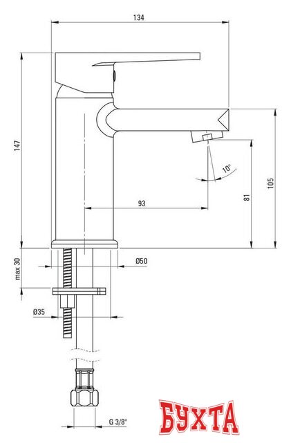 Смеситель Deante Tubo BUT 020M 3