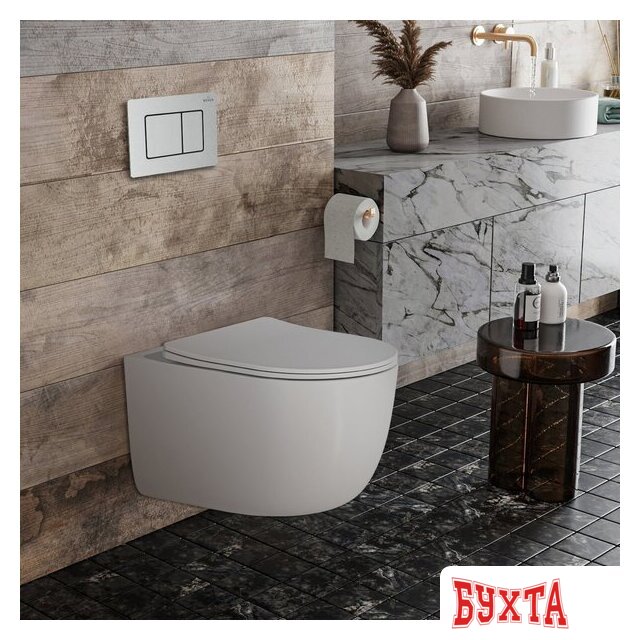 Унитаз подвесной Roxen Vortex в комплекте с инсталляцией StounFix Dual Fresh 6 в 1 968489 (кнопка: сатин) 2