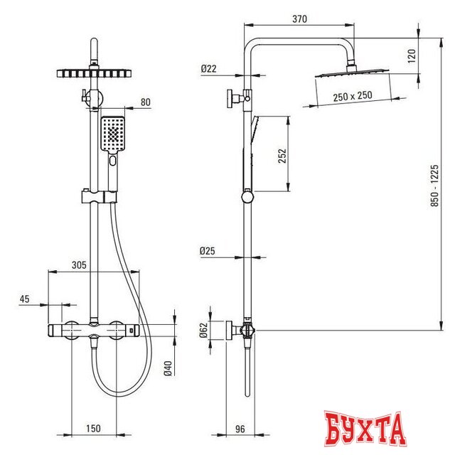 Душевая система Deante Titanium NAC_D4HT 2