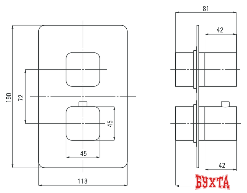 Смеситель без скрытого механизма Deante Box BXY AECT 2
