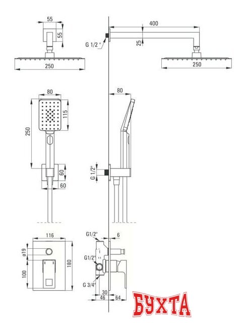 Душевая система Deante Anemon NAC 09MP 3