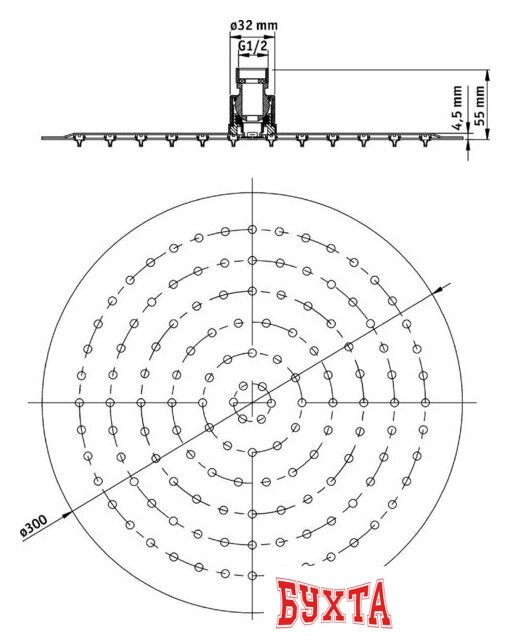 Верхний душ Deante NAC 203K 2