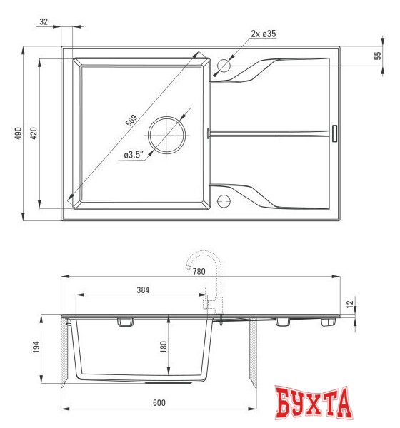Кухонная мойка Deante Andante ZQN 5113 3