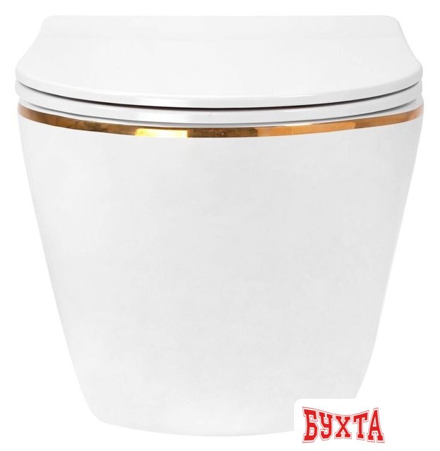 Унитаз подвесной Roxen Antares Gold в комплекте с инсталляцией StounFix Dual Fresh 6 в 1 968460 (кнопка: брашированное золото) 4