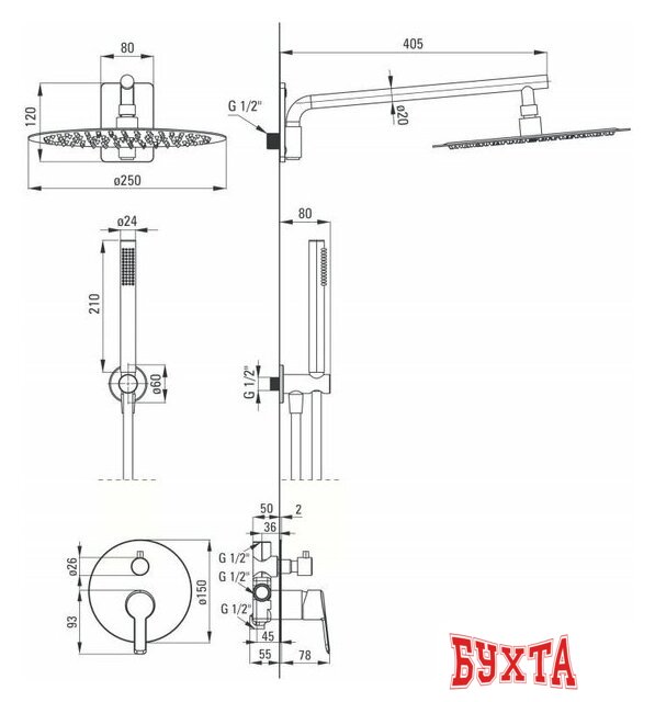 Душевая система Deante Arnika Titanium NAC D9QP 3