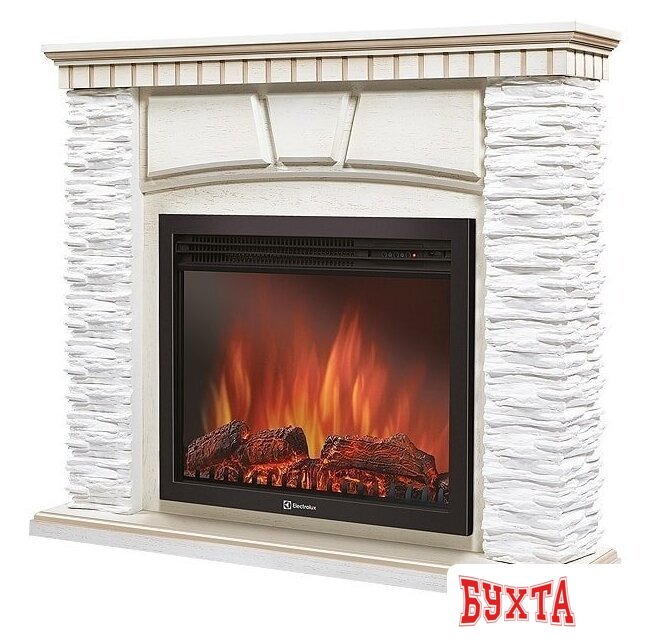 Портал Firelight Porto 25 (камень белый/шпон беленый дуб) 2