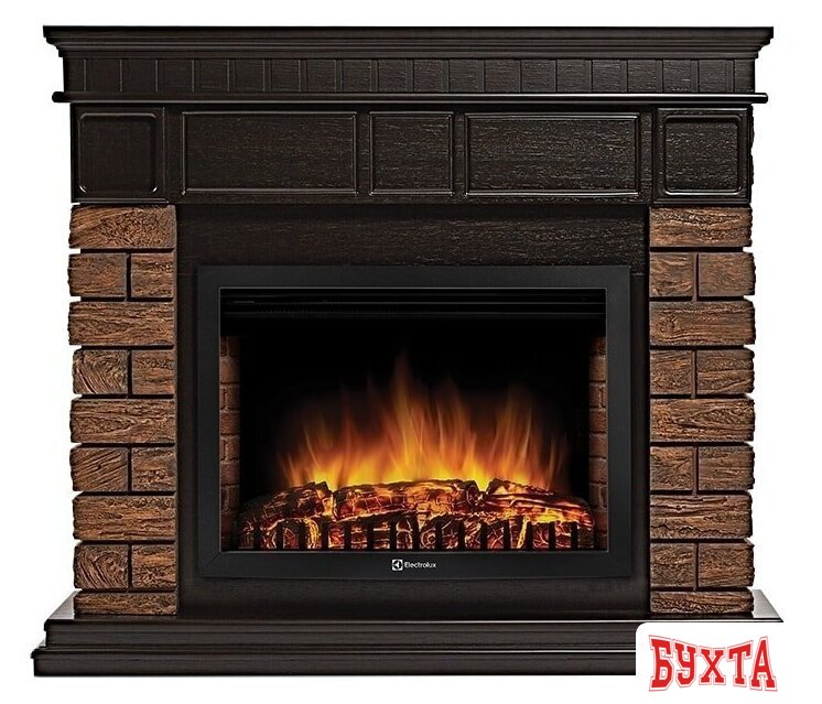 Портал Firelight Bricks Wood 25 (камень темный/шпон венге) 1