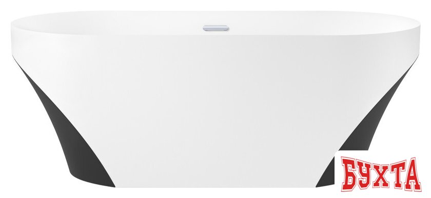 Ванна Wellsee Croquis 166x77 230302001 (отдельностоящая ванна матовый белый/матовый черный, экран, ножки, сифон-автомат хром)