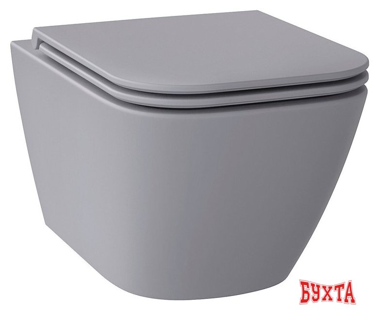 Унитаз подвесной Wellsee Pure BY Wellsee RimFree 182605001 (чаша, пневмокрышка, матовый серый)