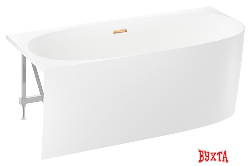 Ванна Wellsee Belle Spa 2.0 160x75 235802004 (пристенная ванна (левая) белый глянец, экран, каркас, сифон-автомат золото) 2