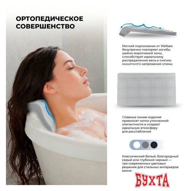 Подголовник для ванны Wellsee Useful Extras 261909000 4