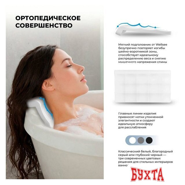 Подголовник для ванны Wellsee Useful Extras 261907000 4
