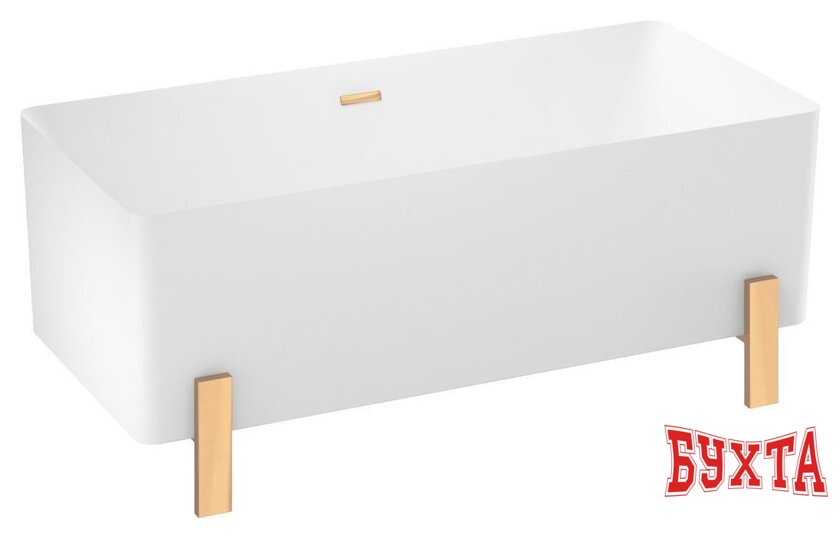 Ванна Wellsee FR.Euphoria 166x77,5 230101004 (отдельностоящая ванна белый глянец, экран, ножки золото, сифон-автомат золото) 2