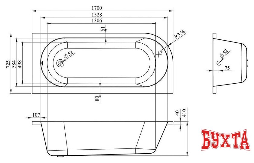 Ванна Lavinia Boho Art II 170х72,5 3713170R 4