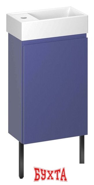 Мебель для ванных комнат Wellsee Тумба под умывальник 3 в 1 WC Area 221804006 (тумба/матовый синий, раковина/глянцевый белый, ножки/матовый черный)