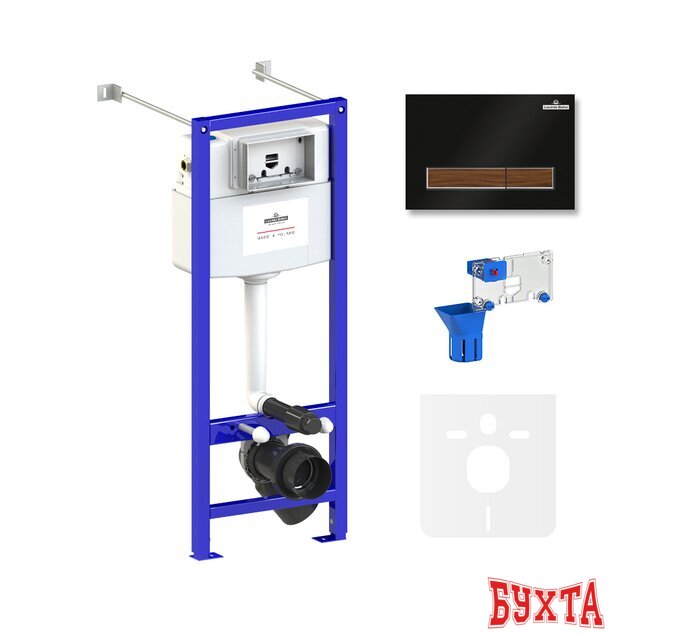 Инсталляция для унитаза Lavinia Boho Relfix 5 в 1 77020058 (матовый черный/темное дерево пластик)