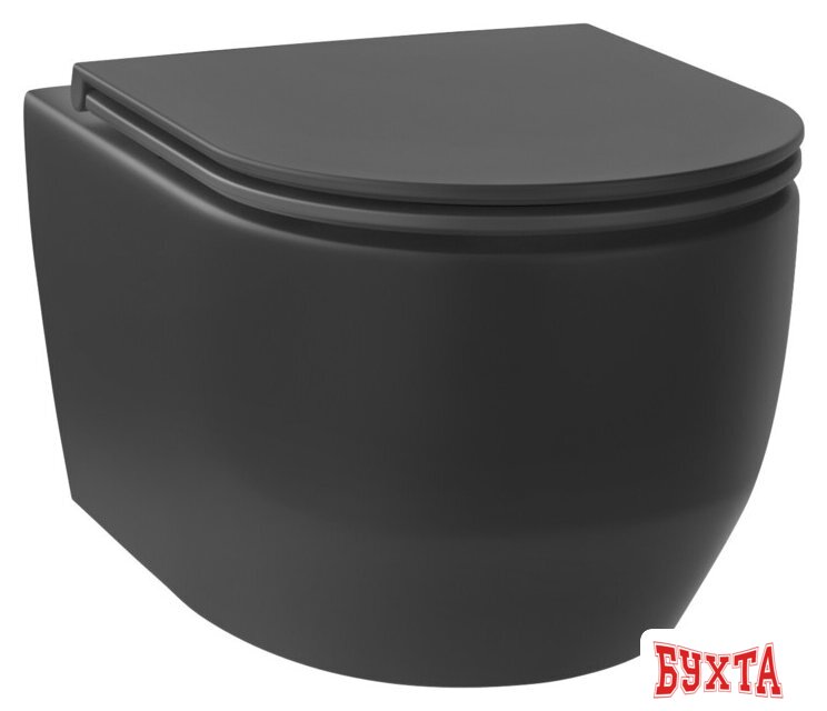 Унитаз подвесной Wellsee Croquis RimFree 182613001 (чаша, пневмокрышка, матовый черный)