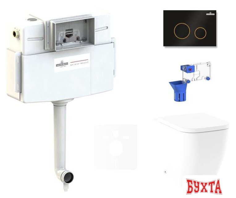 Унитаз приставной Lavinia Boho Relfix One 5 в 1 87551029 (черный/золотистый пластик)