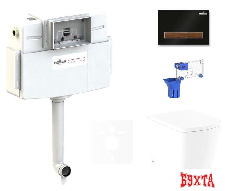 Унитаз приставной Lavinia Boho Relfix Aveo Rimless 5 в 1 87551073 (черный/темн. дерево пластик)