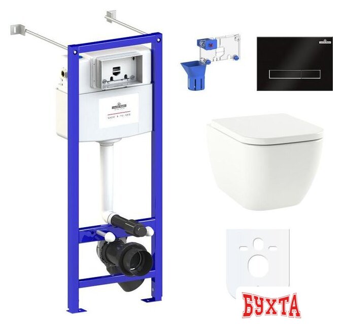 Унитаз подвесной Lavinia Boho Relfix One Rimless 7 в 1 87050166 (черное стекло)