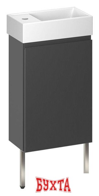 Мебель для ванных комнат Wellsee Тумба под умывальник 3 в 1 WC Area 221802004 (тумба/матовый темно-серый, раковина/глянцевый белый, ножки/нержавеющая сталь)