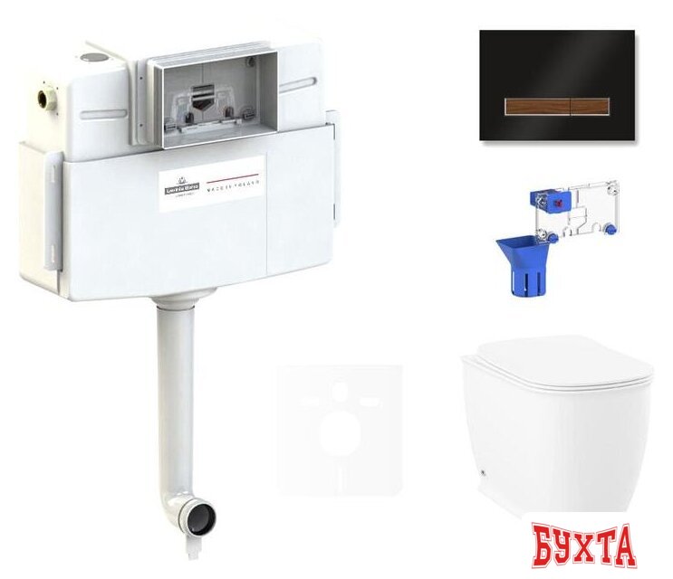 Унитаз приставной Lavinia Boho Relfix Bell Pro 5 в 1 87551008 (черный/темное дерево стекло) 1