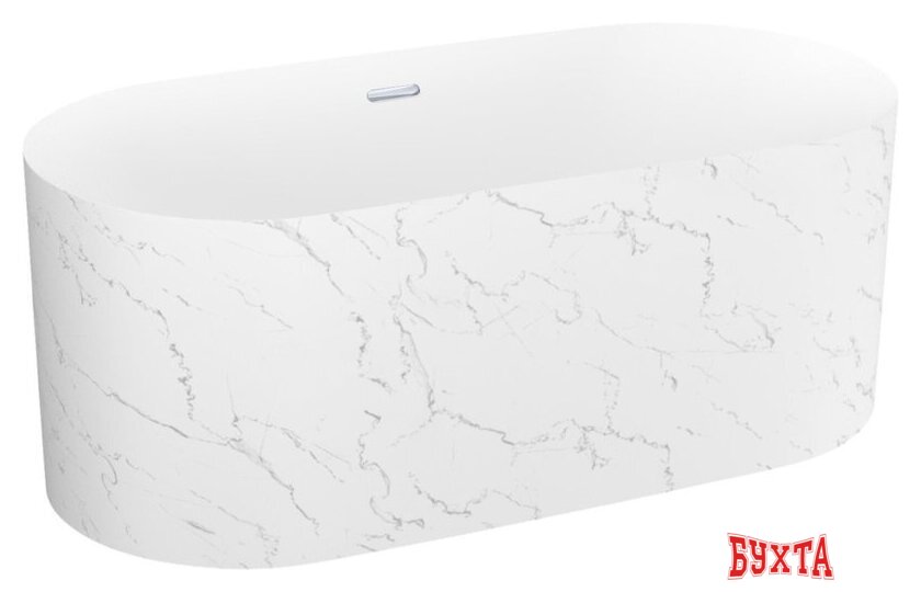 Ванна Wellsee Chalice Perfection 166x77 230606001 (отдельностоящая ванна белый глянец/мат. белый мрамор, экран, ножки, сифон-автомат хром) 2