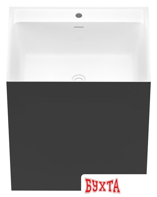 Умывальник Wellsee Doux 230503000 (отдельностоящий, с отверстием под смеситель, цвет матовый черный/глянцевый белый) 2