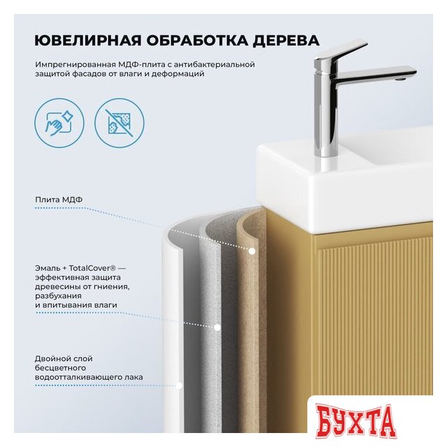 Мебель для ванных комнат Wellsee Тумба под умывальник 3 в 1 WC Area 221803006 (тумба/матовый бежевый, раковина/глянцевый белый, ножки/матовый черный) 5