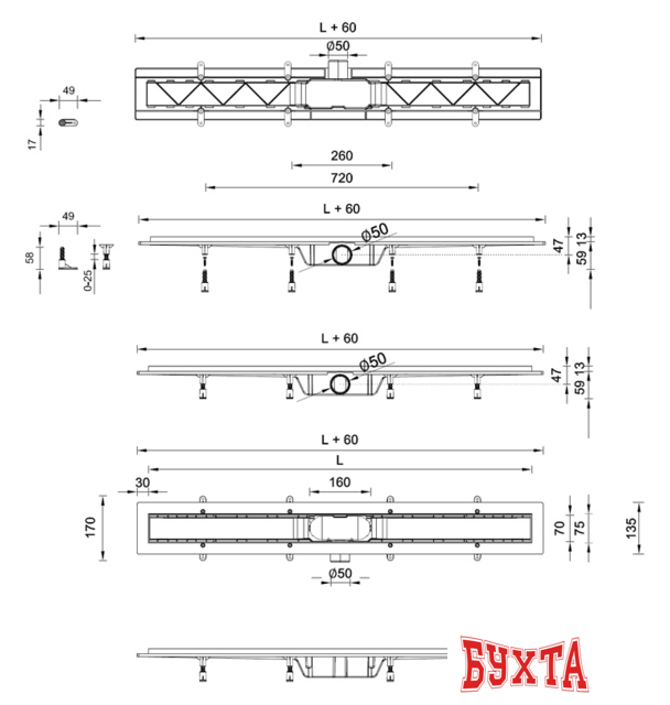 Трап/канал Styron STY-M-80-FF 2
