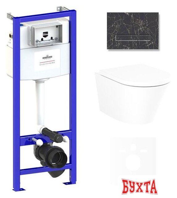 Унитаз подвесной Lavinia Boho Relfix Biore Rimless 6 в 1 75110184 (greek black иск. камень)